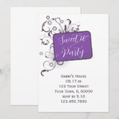 パープル スウィート16 バースデーパーティー 招待状 (正面/裏面)