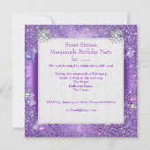 パープル スウィート シックスティーン 16 マスカレード ティアラ シューズ 招待状 (裏面)