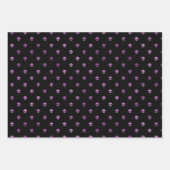 パープル スカル ハロウィーン ダマスク パターン ラッピングペーパーシート (正面3)