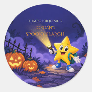 パープル・スクーキー・サーチ・パーティーのハロウィン誕生日キッズ ラウンドシール