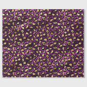 パープル&スタイリッシュゴールドフォイルヒョウのスポットサファリ ラッピングペーパー (フラット)