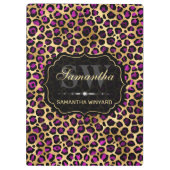 パープル&スタイリッシュゴールドフォイルヒョウのスポットモノグラム クリップボード (裏面)