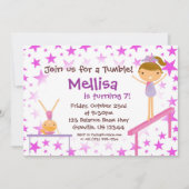 パープル·スター·ギムナスト誕生日パーティーの招待 招待状 (正面)