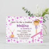 パープル·スター·ギムナスト誕生日パーティーの招待 招待状 (スタンド正面)