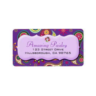 パープル・ステッカーの素晴らしいペイズリー ラベル