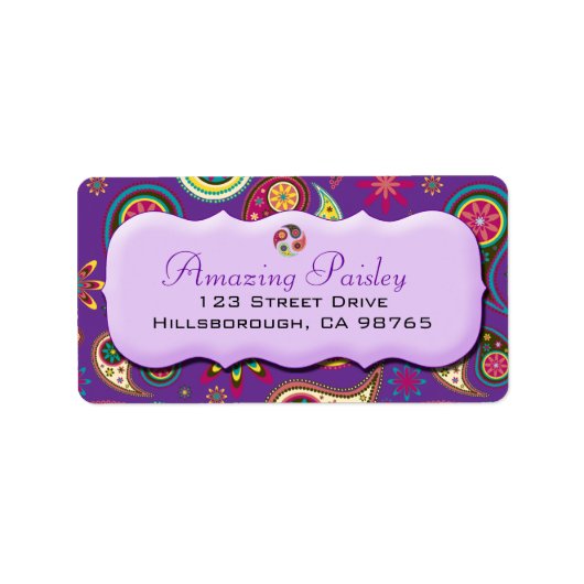 パープル・ステッカーの素晴らしいペイズリー ラベル (正面)