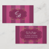 パープル&ストライプの金ゴールドシックブティックビジネスカード 名刺 (正面/裏面)