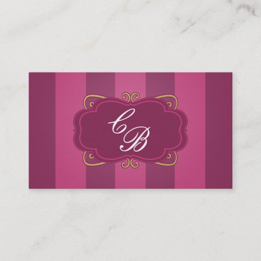 パープル&ストライプの金ゴールドシックブティックビジネスカード 名刺 (正面)