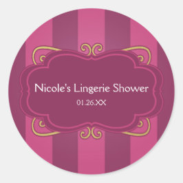 パープル&ストライプの金ゴールドランジェリーシャワーステッカー ラウンドシール