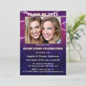 パープル ストリング ライト フォト 卒業式招待状 招待状 (スタンド正面)