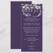 パープル ストリング ライト フラワール サンクス プレイスクカード メニュー (正面/裏面)