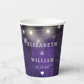パープル ストリング ライト ラスティック ウッド ボーホー バーン ウェディング 紙コップ (裏面)