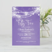 パープル ストリング ライト 55歳の誕生日パーティー 招待状 (スタンド正面)