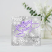 パープル スノーフレーク マスカレード パーティー 招待状 (スタンド正面)