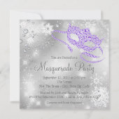 パープル スノーフレーク マスカレード パーティー 招待状 (裏面)