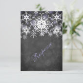 パープル スノー チョークボードスタイル 結婚式 出席・欠席カード 招待状 (スタンド正面)