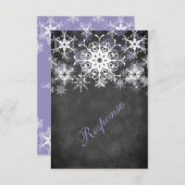 パープル スノー チョークボードスタイル 結婚式 出席・欠席カード 招待状 (正面/裏面)