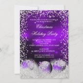 パープル スノー バブル クリスマス ホリデー パーティー 招待状 (正面)