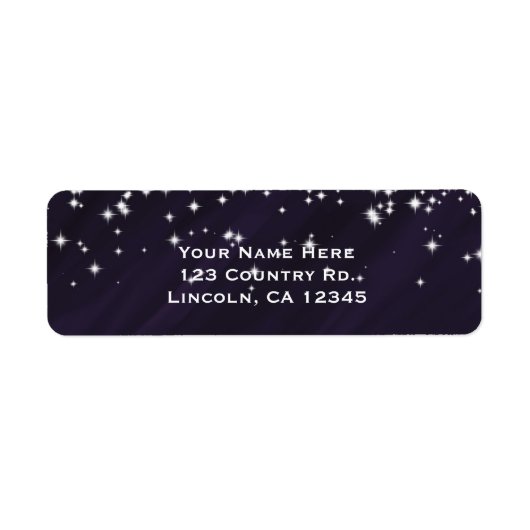 パープル&スパークルスターズエレガントグラマー招待状 ラベル (正面)