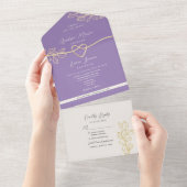 パープル スプリング ウェディング オールインワン招待状 (貼ってはがせる)