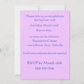 パープル・スプリング・タイム・ダックスフント招待状 招待状 (裏面)