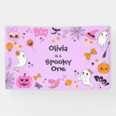 パープル スプーキー かわいいハロウィン 誕生日 横断幕 (横)