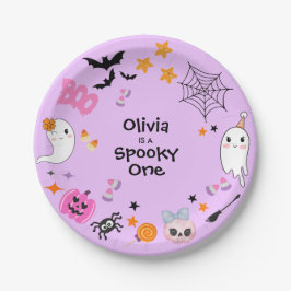 パープル・スプーキー・ワン・かわいいハロウィン1歳の誕生日 ペーパープレート