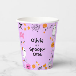 パープル スプーキー 1歳のハロウィン お誕生日おめでとう 紙コップ
