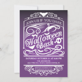 パープル スプーキ ゴシック ハロウィン 招待状