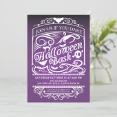 パープル スプーキ ゴシック ハロウィン 招待状 (スタンド正面)