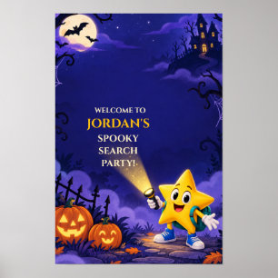 パープル・スポーキー・キッズのハロウィンお誕生日おめでとうウェルカムサイン ポスター