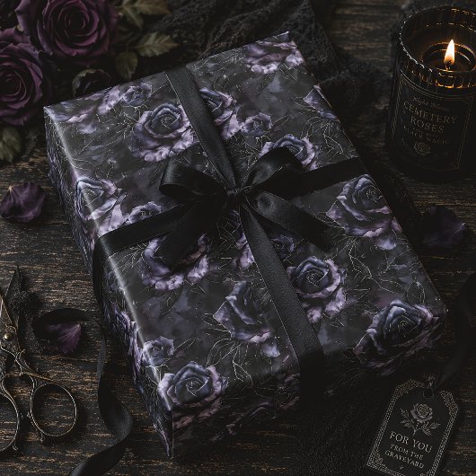 パープル・セメタリー・ローズ ダークゴシック ラッピングペーパー