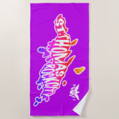 パープル、セントトーマス"ロックシティ"米国ヴァージン諸島 ビーチタオル (正面)