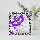 パープル ゼブラ マスカレード キンセアニエラ 15歳のパーティー 招待状 (スタンド正面)