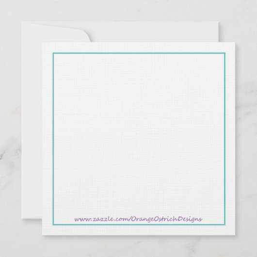 パープル&ターコイズブライダルシャワーインビテーションティー 招待状 (裏面)