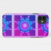 パープル+ターコイズブルーのローン・スター・キルトデザイン Case-Mate iPhoneケース (裏面(横))