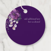 パープル ダイナスティ ダーク フローラル プラン 豪華な結婚式アイテム フェイバータグ (裏面)