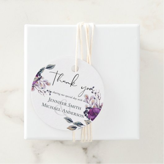 パープル ダイナスティ ダーク フローラル プラン 豪華な結婚式アイテム フェイバータグ (インサイチュ)