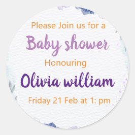 パープル&ダスティーブルーベビー開花 ラウンドシール