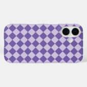 パープル チェッカー ダイヤモンド 模様 Case-Mate iPhoneケース (裏面 (横))