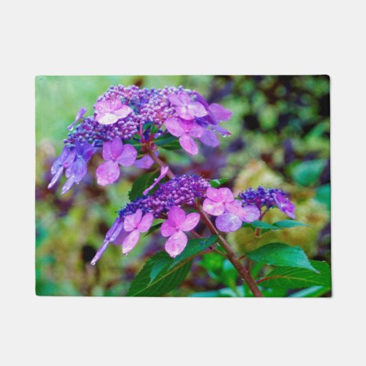 パープル・ツイスト・アンド・シャウト・アジサイの花 ドアマット (正面)