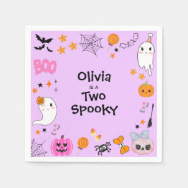 パープル・ツー・スパイキー・かわいいハロウィン2歳の誕生日 スタンダードカクテルナプキン