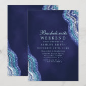 パープル ティール アゲート ジオード 結婚前最後の週末 招待状 (正面/裏面)
