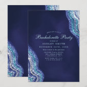 パープル ティール アゲート 原石 宝石 女子会 招待状 (正面/裏面)