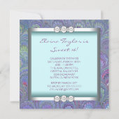 パープル ティール ペコック ペイズリー スウィート 16 パーティー 招待状 (裏面)