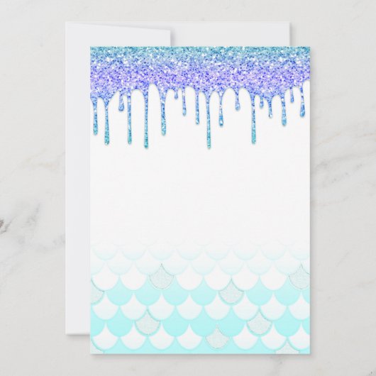 パープル&ティール（緑がかった色）アクアグリッタードリップマーメイドスウィート16 招待状 (裏面)