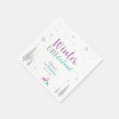 パープル&ティール(緑がかった色)ウィンターオネダーランド1st誕生日パーティー スタンダードカクテルナプキン (角)