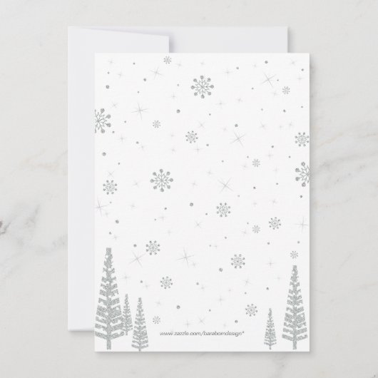 パープル&ティール(緑がかった色)ウィンターワンダーランドサンキューカード サンキューカード (裏面)