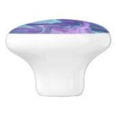 パープル、ティール（緑がかった色）、ターコイズ抽象芸術フェイク大理石 セラミックノブ (側面)