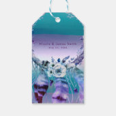 パープル&ティール（緑がかった色）ドリームキャッチャーBohoシックパーティーフェイト ギフトタグ (裏面)